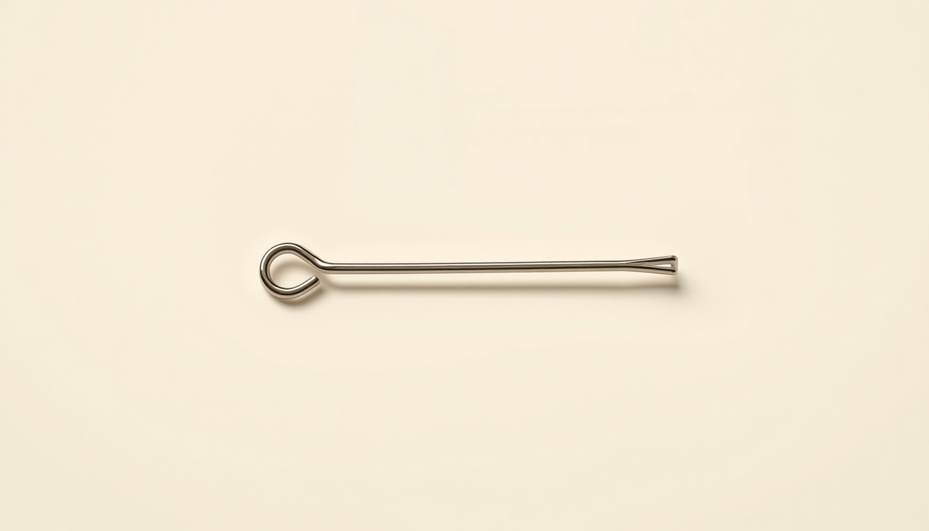 A single steel cotter pin on a cream background