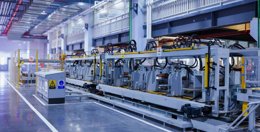 Industrial machinery on a working line